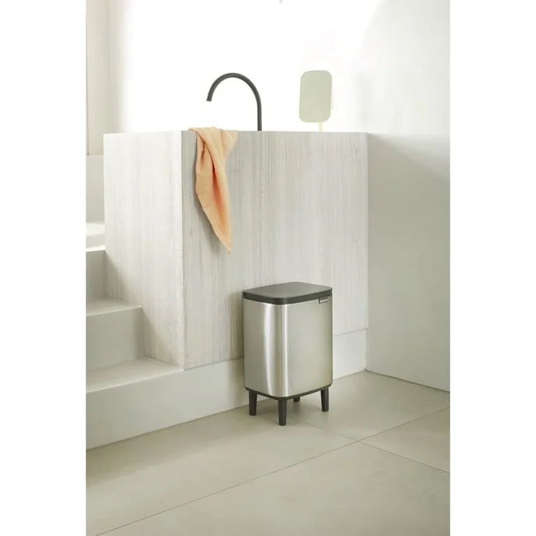 Coș de gunoi Brabantia Bo Small Hi 7L, Matt Steel, Fingerprint proof