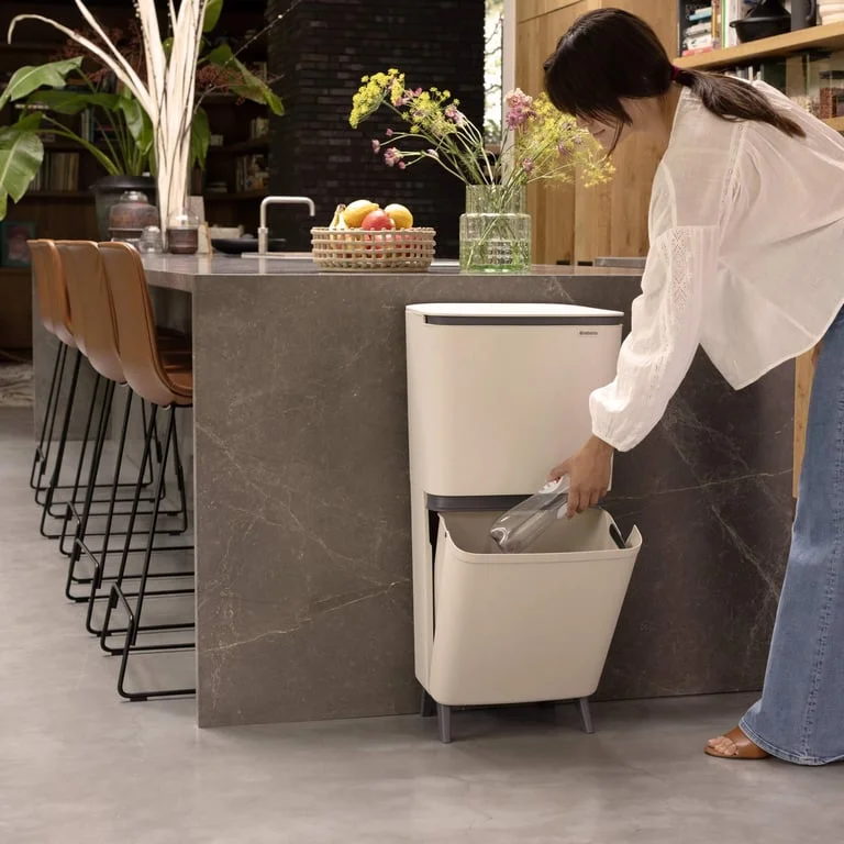 Coș de colectare selectivă Brabantia SortUp Hi 20+25L, Soft Beige