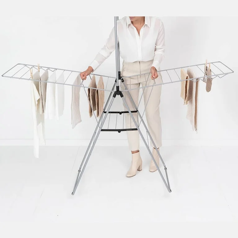 Uscător de rufe Brabantia Hangon, 25m, tijă suplimentară, Metallic Grey