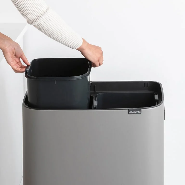 Bo Touch Bin Hi Brabantia, 2 x 30 litre, Plastic Buckets Mineral Concrete Grey