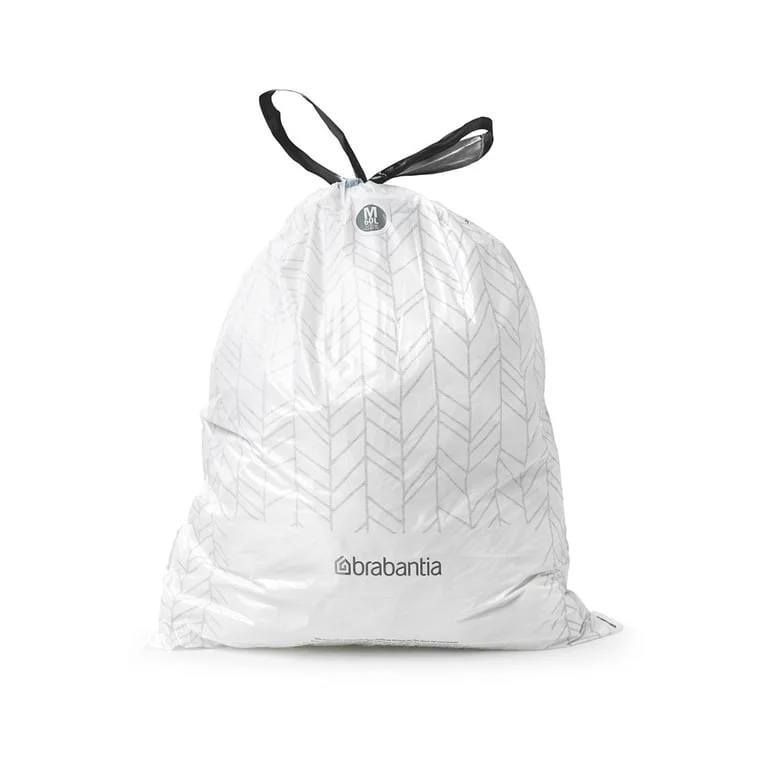 Saci de gunoi cu șnur Brabantia PerfectFit, cod  M, 60L, 10 bucăți, albi