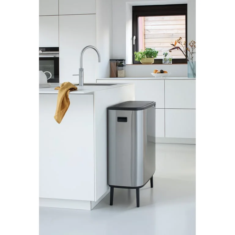Coș de gunoi Brabantia Bo Touch Hi 60L, Matt Steel, Fingerprint proof
