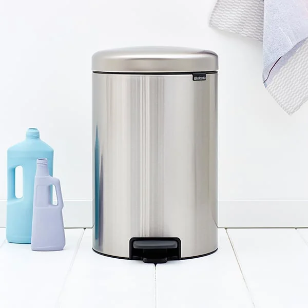Coș de gunoi cu pedală Brabantia NewIcon 20L, Matt Steel, Fingerprint proof