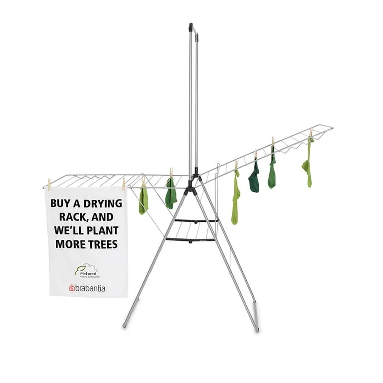 Uscător de rufe Brabantia Hangon, 25m, tijă suplimentară, Metallic Grey