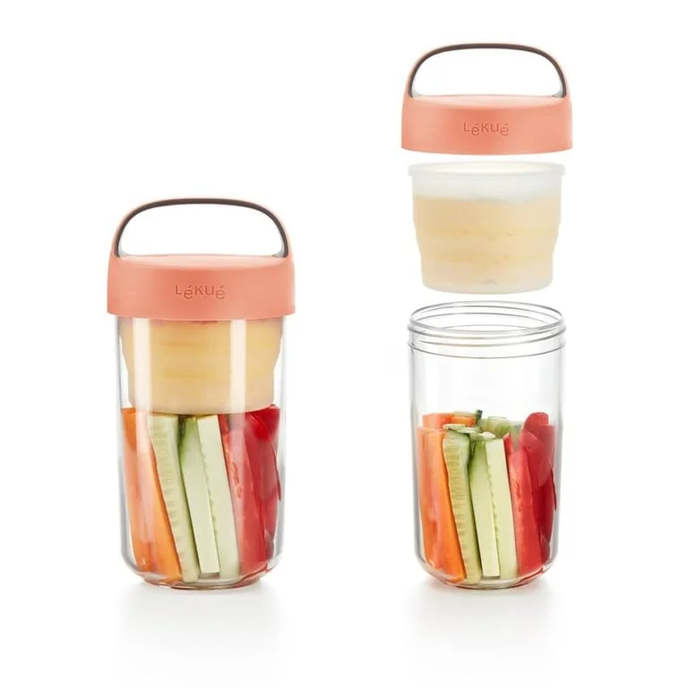 Bol compartimentat Lekue On The Go Coral 600 ml