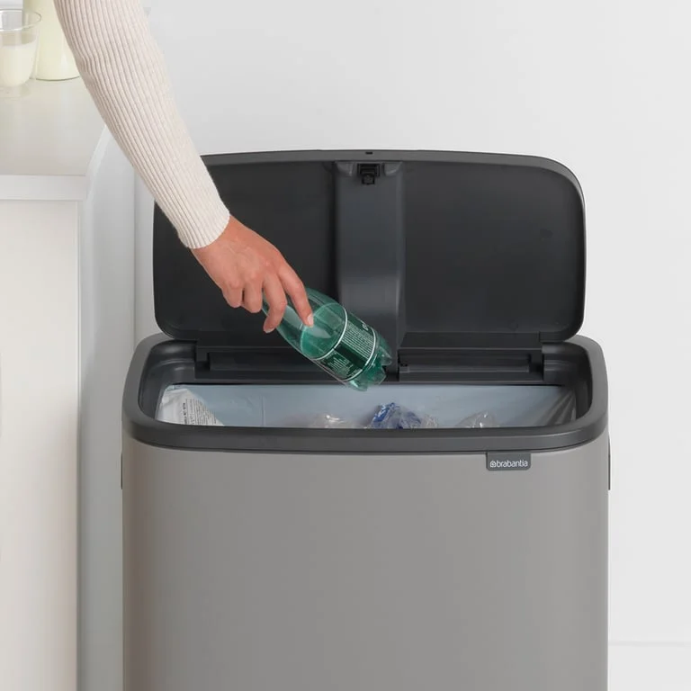 Coș de gunoi Brabantia Bo Touch 60L, Mineral Concrete Grey