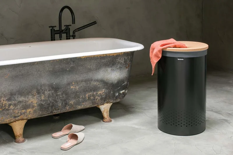 Laundry Bin Brabantia 60L, Cork Lid, Matt Black