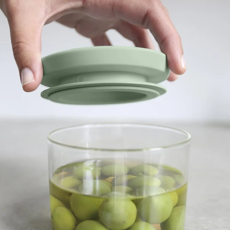 Set borcane Brabantia stivuibile 0.3L+0.6L+1.1L, Light Grey/Dark Grey/Jade Green, 3 bucăți