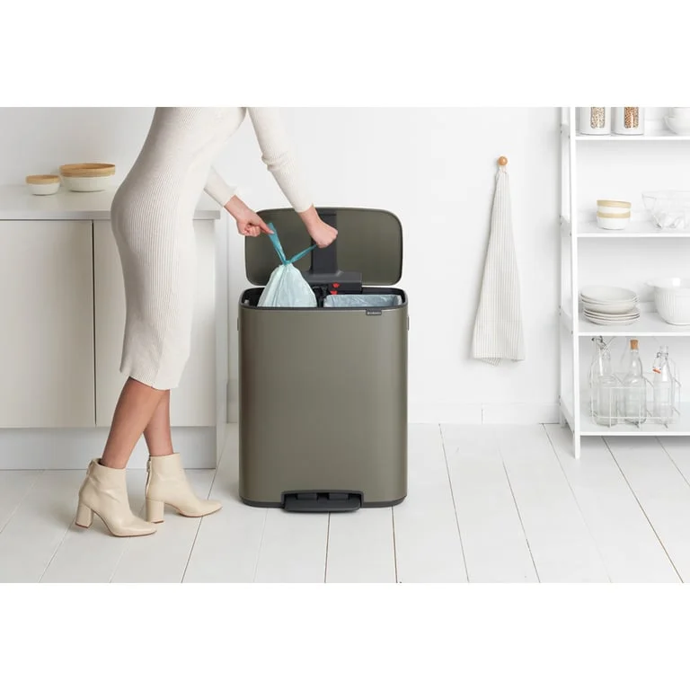 Coș de gunoi Brabantia Bo Pedal 2x30L, Platinum