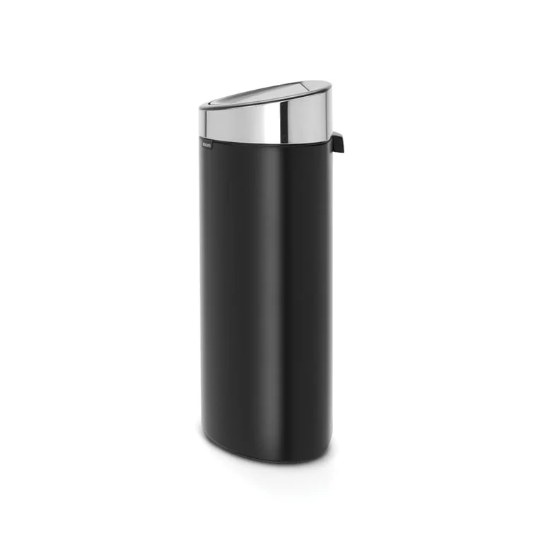 Coș de gunoi Brabantia Touch New 40L, Matt Black, capac metalic