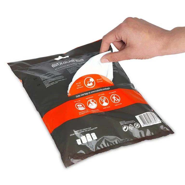 Saci de gunoi cu șnur Brabantia PerfectFit Slide/Papier Bin, cod B, 5L, 40 bucăți, pachet