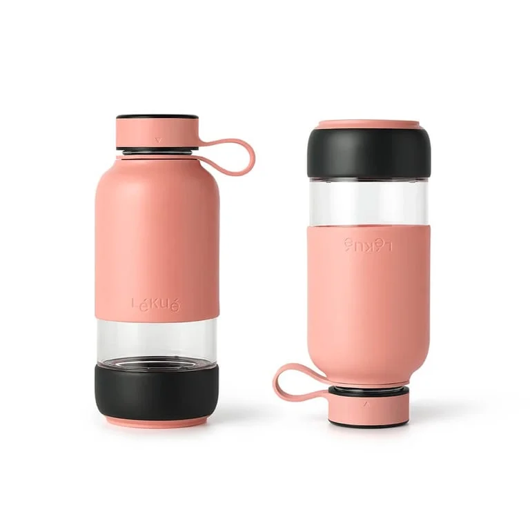 Sticlă Lekue On The Go Coral 500 ml cu filtru încorporat