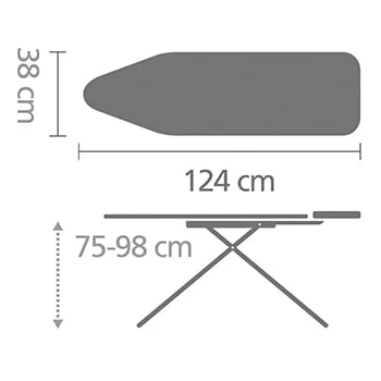 Masă de călcat Brabantia B 124x38cm cu suport pentru generator de abur, Calm Rustle