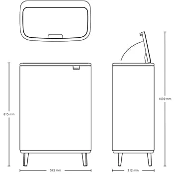 Bo Touch Bin Hi Brabantia, 60 litre, Plastic Bucket White