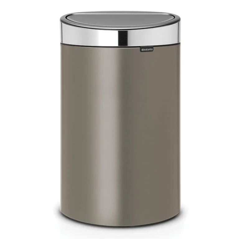 Coș de gunoi Brabantia Touch New 40L, Platinum, capac metalic
