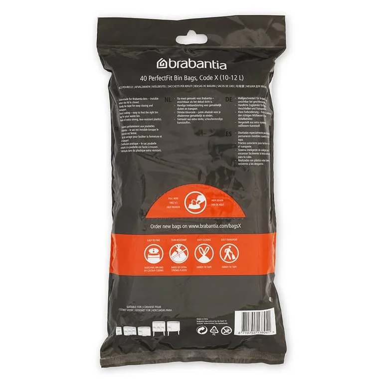Saci de gunoi cu șnur Brabantia PerfectFit NewIcon/Bo, cod X, 10-12L, 40 bucăți, pachet