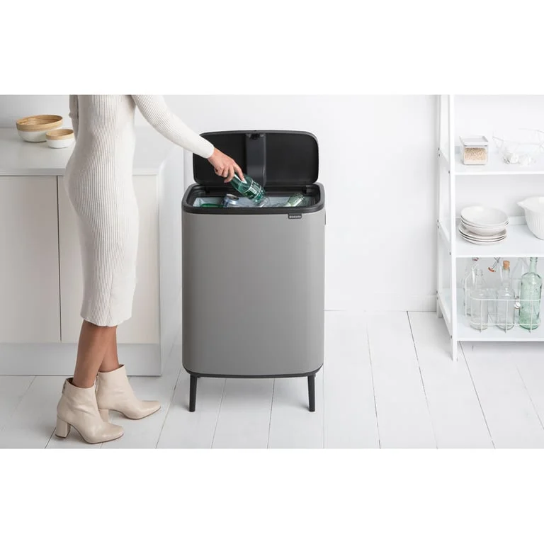 Coș de gunoi Brabantia Bo Touch Hi 60L, Mineral Concrete Grey