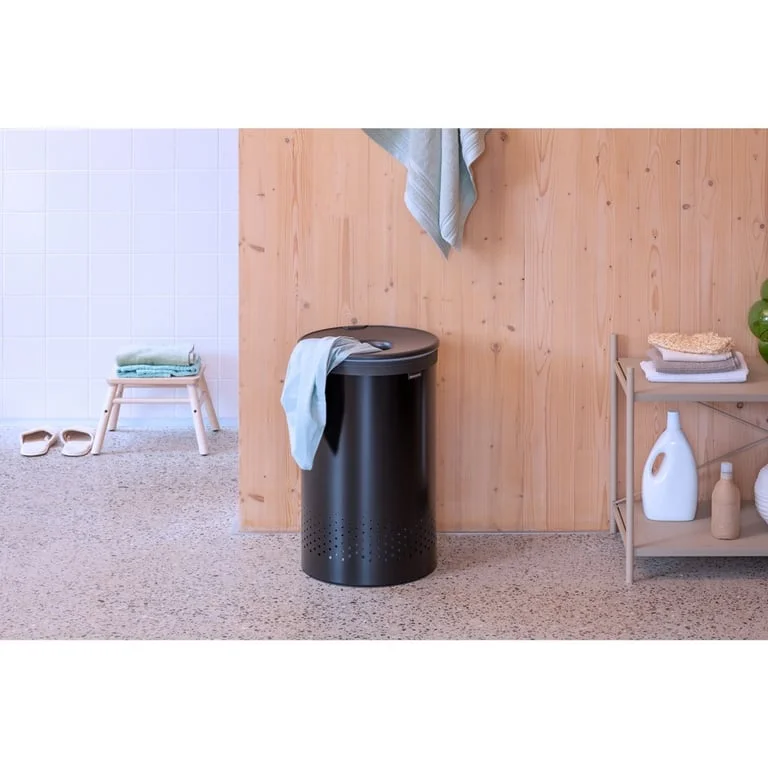 Laundry Bin Brabantia 60L, Matt Black, Plastic Lid