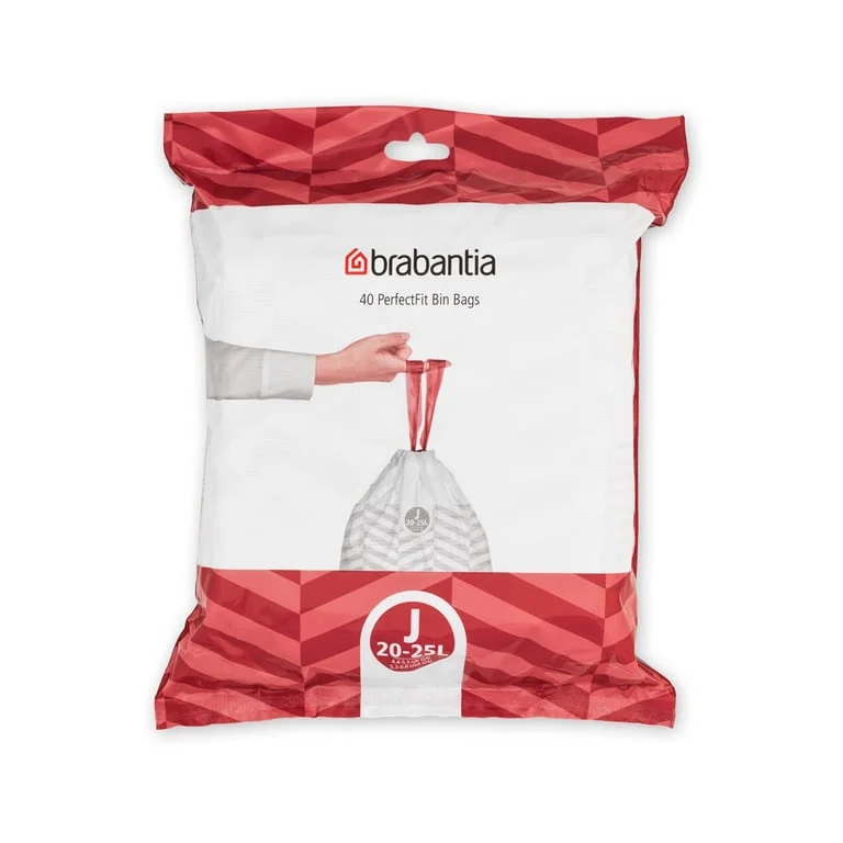 PerfectFit Bags Brabantia, size J, 20-25L, 40 pcs, White