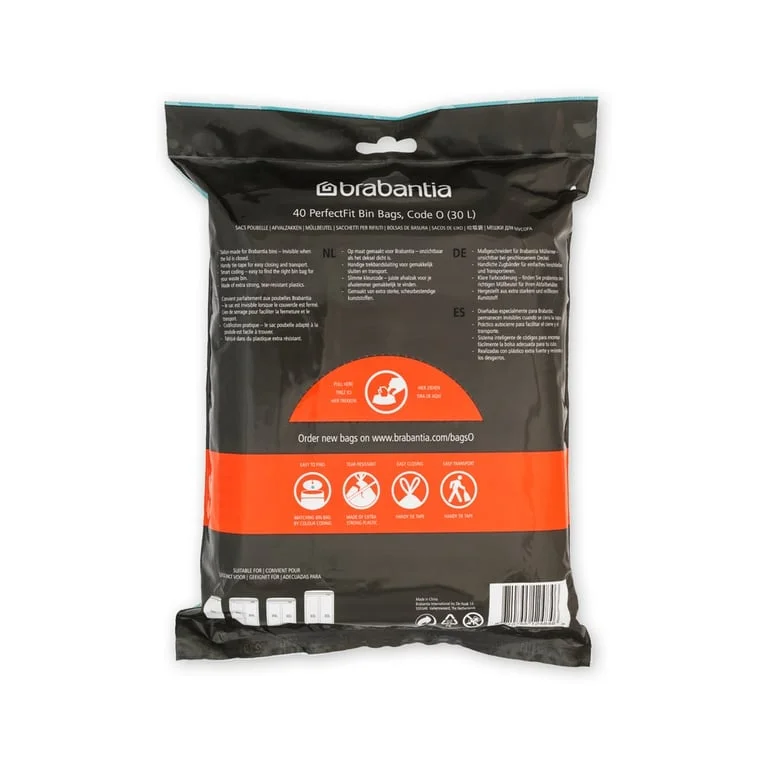 Saci de gunoi cu șnur Brabantia PerfectFit FlatBack+/Bo, cod O, 30L, 40 bucăți, pachet