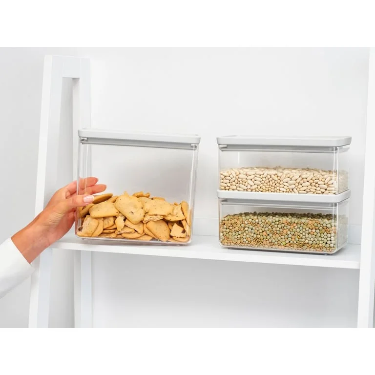 Set cutii de depozitare produse Brabantia Tasty+ Stackablel 2x1.5L+1x3.5L, Light Grey