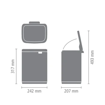 Coș de gunoi Brabantia Bo Small 7L, Matt Steel, Fingerprint proof