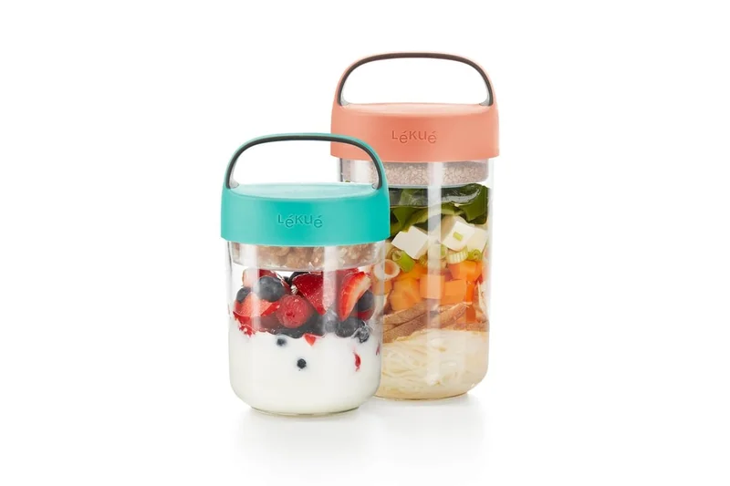 Bol compartimentat Lekue On The Go Turquoise 600 ml