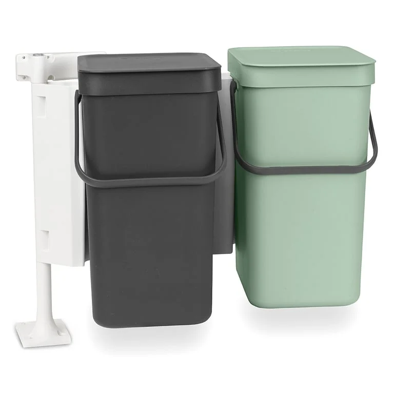 Coș de colectare separată Brabantia Sort&Go 2x12L, Dark Grey & Jade Green