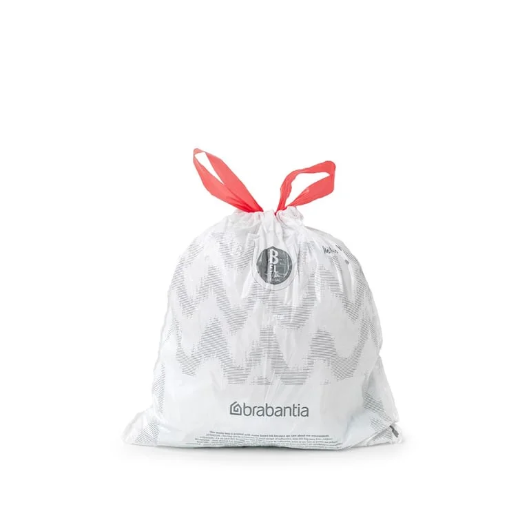 Saci de gunoi cu șnur Brabantia PerfectFit, cod B, 5L, 20 bucăți, rolă, albi