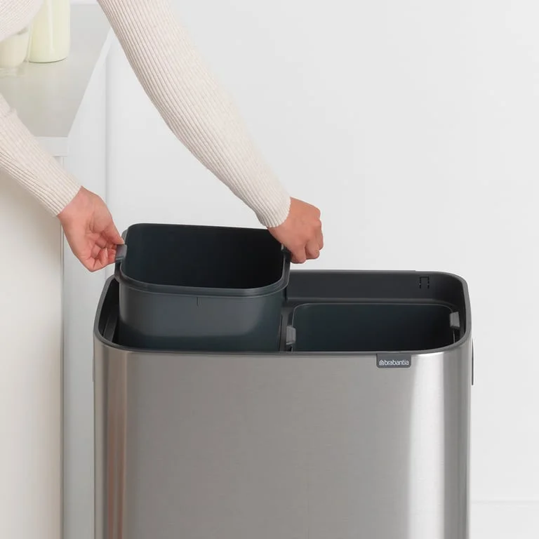 Coș de gunoi Brabantia Bo Touch 2x30L, Matt Steel, Fingerprint proof