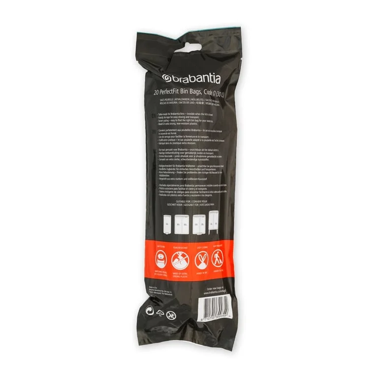 Saci de gunoi cu șnur Brabantia PerfectFit, cod  O, 30L, 20 bucăți, albi