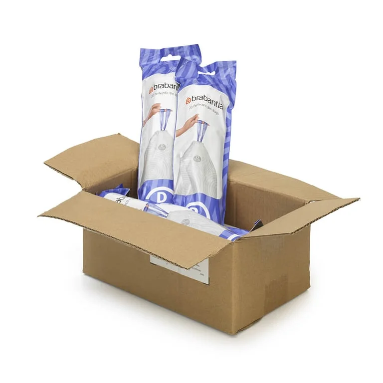 Saci de gunoi cu șnur Brabantia PerfectFit Sort&Go/Built-In, cod D, 15-20L, 120 bucăți, cutie