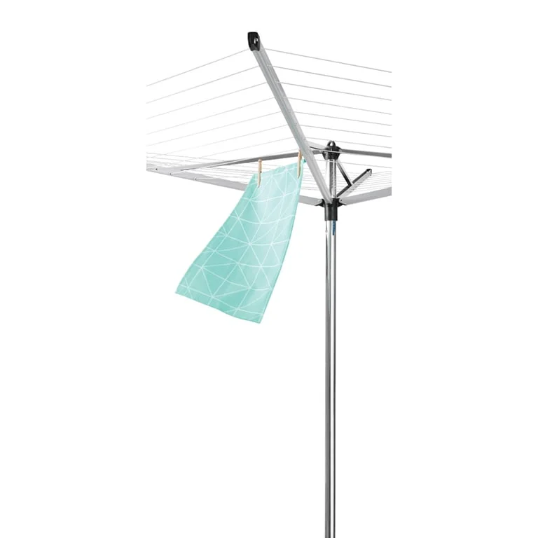 Uscător de rufe exterior Brabantia Topspinner 50m, țepușă metalică de săpat, Metallic Grey