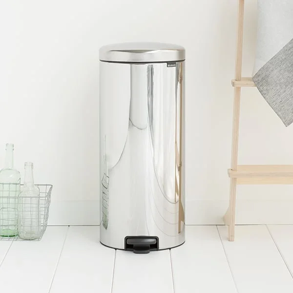 Coș de gunoi cu pedală Brabantia NewIcon 30L, Brilliant Steel, găleată interioară metalică