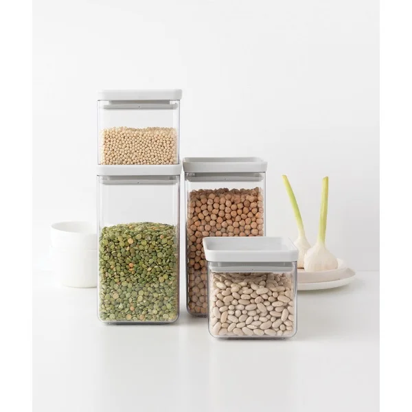 Borcane Brabantia Tasty+ 4 bucăți (2x0.7L și 2x1.6L), Light Grey