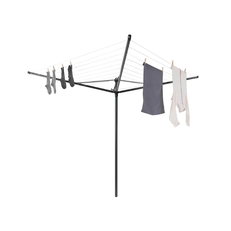 Uscător de rufe exterior Brabantia Topspinner 50m, țepușă metalică de săpat, Antracit