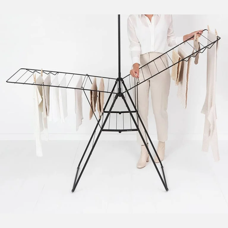Uscător de rufe Brabantia Hangon, 25m, tijă suplimentară, Matt Black