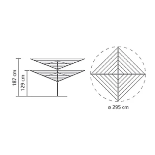 Uscător de rufe exterior Brabantia Lift-O-Matic 50m, țepușă metalică de săpat, husă