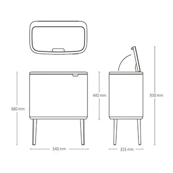 Waste Bin Brabantia Bo Touch 36L, Soft Beige
