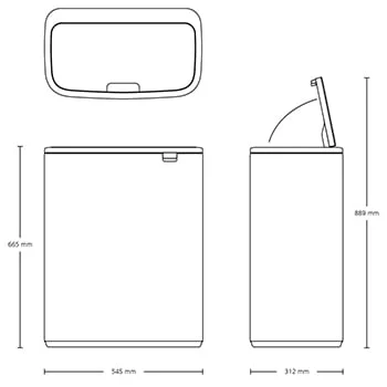 Bo Touch Bin Brabantia, 60 litre, Plastic Bucket Matt Steel Fingerprint Proof