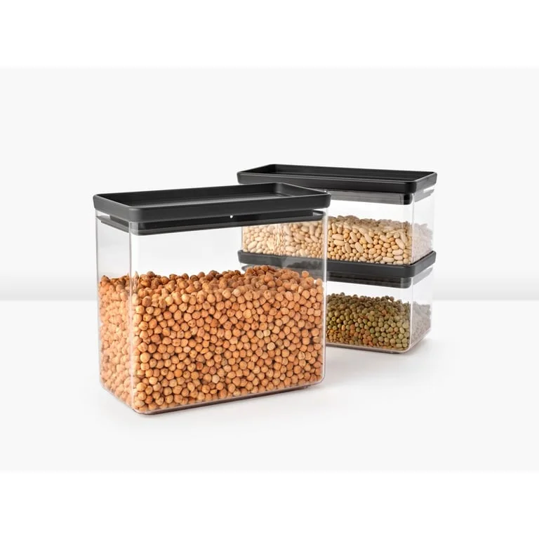 Set cutii de depozitare produse Brabantia Tasty+ Stackablel 2x1,5L+1x3,5L, Dark Grey