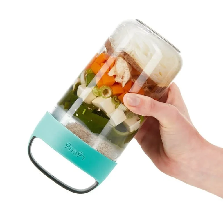 Bol compartimentat Lekue On The Go Turquoise 600 ml