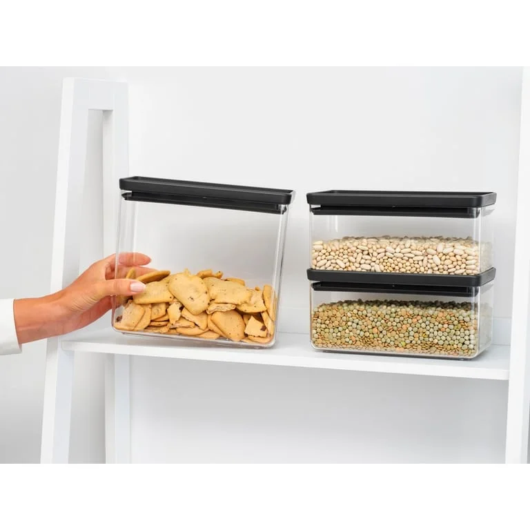 Set cutii de depozitare produse Brabantia Tasty+ Stackablel 2x1,5L+1x3,5L, Dark Grey