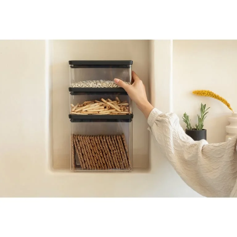 Set cutii de depozitare produse Brabantia Tasty+ Stackablel 2x1,5L+1x3,5L, Dark Grey
