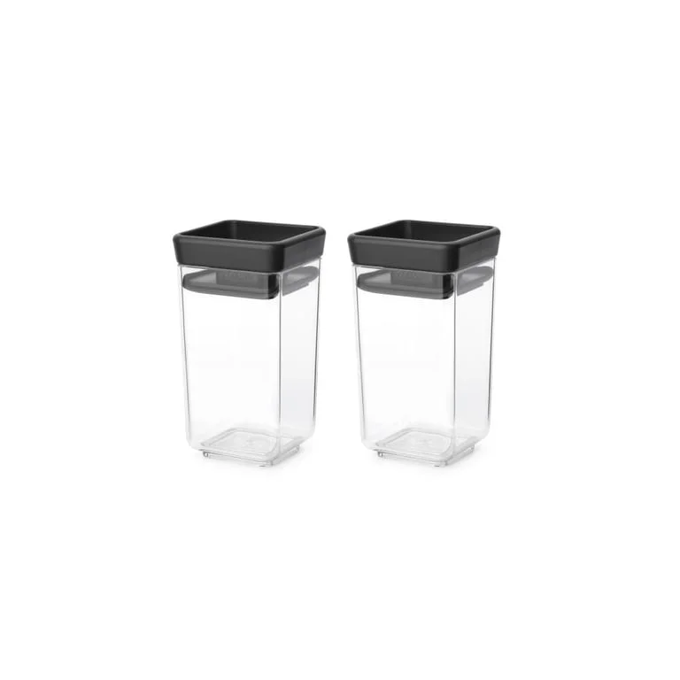 Set of Stackable Canisters Brabantia Tasty+ Stackable 2x0.15L, Dark Grey, 2 Pcs