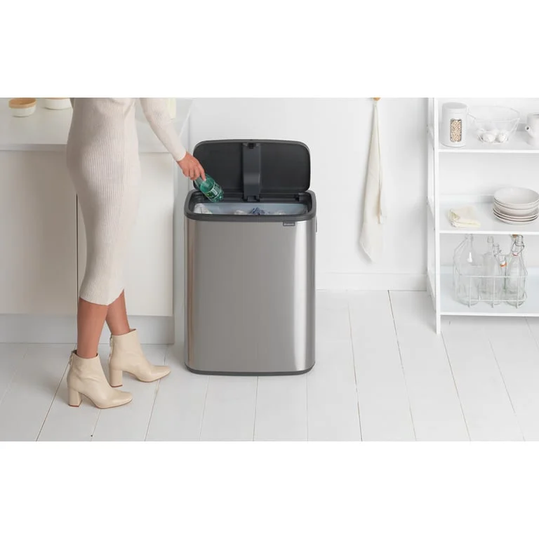 Bo Touch Bin Brabantia, 60 litre, Plastic Bucket Matt Steel Fingerprint Proof