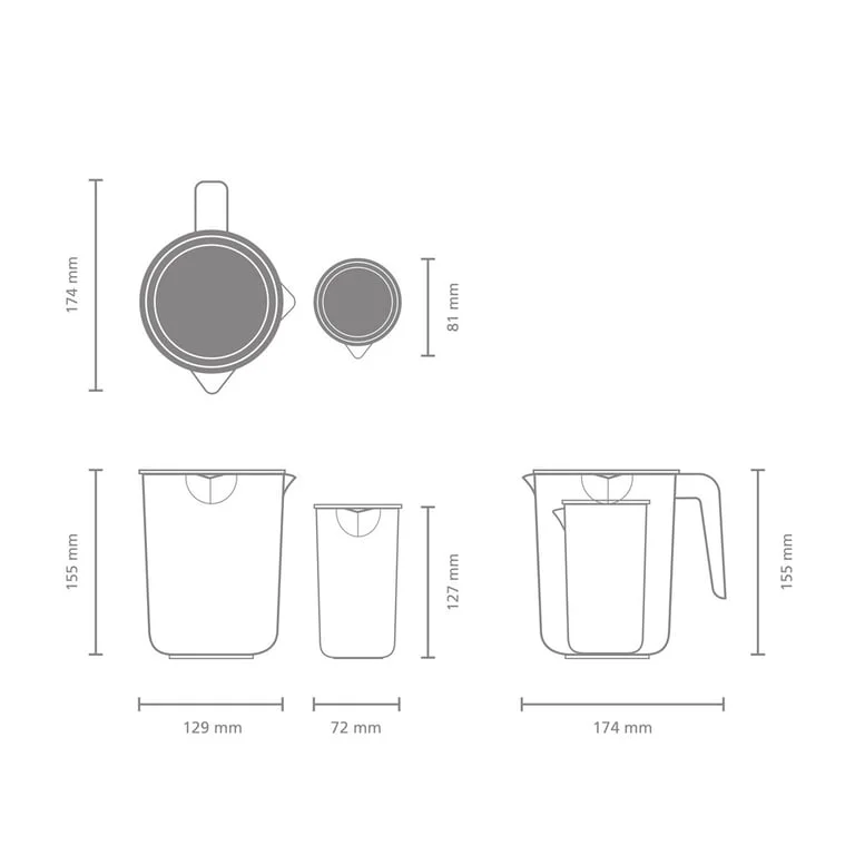 Set 2 căni gradate Brabantia Tasty+, Dark Grey