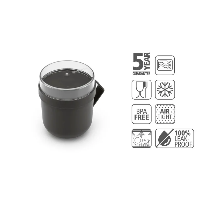 Soup Mug Brabantia Make&Take Dark Grey 600ml, Plastic