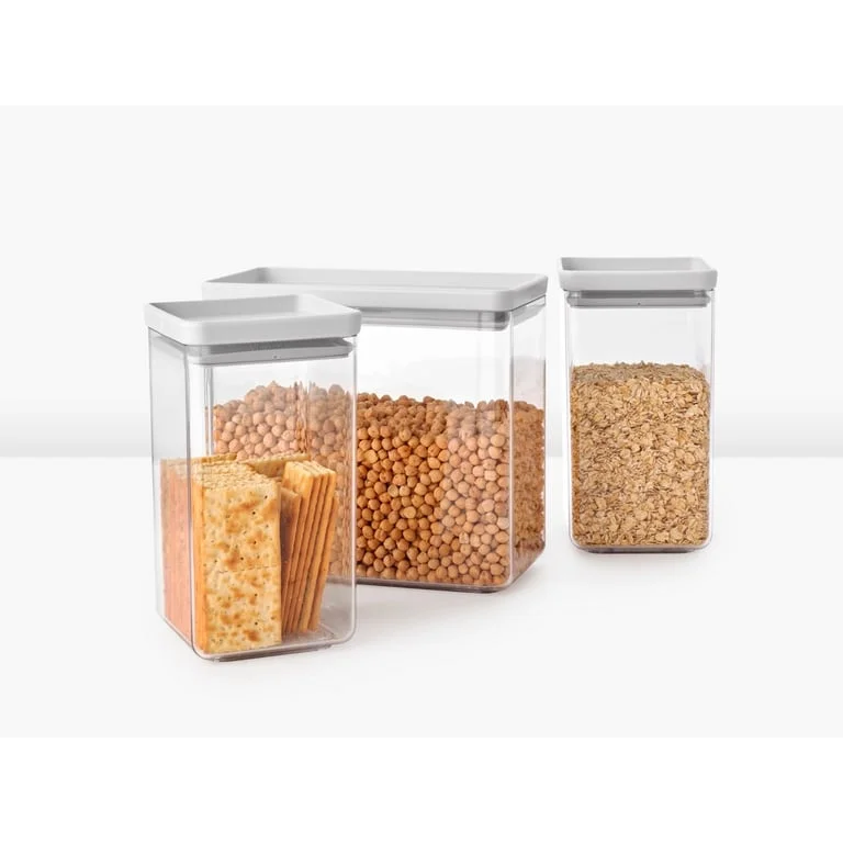 Set cutii de depozitare produse Brabantia Tasty+ Stackablel 2x1.6L+1x3.5L, Light Grey