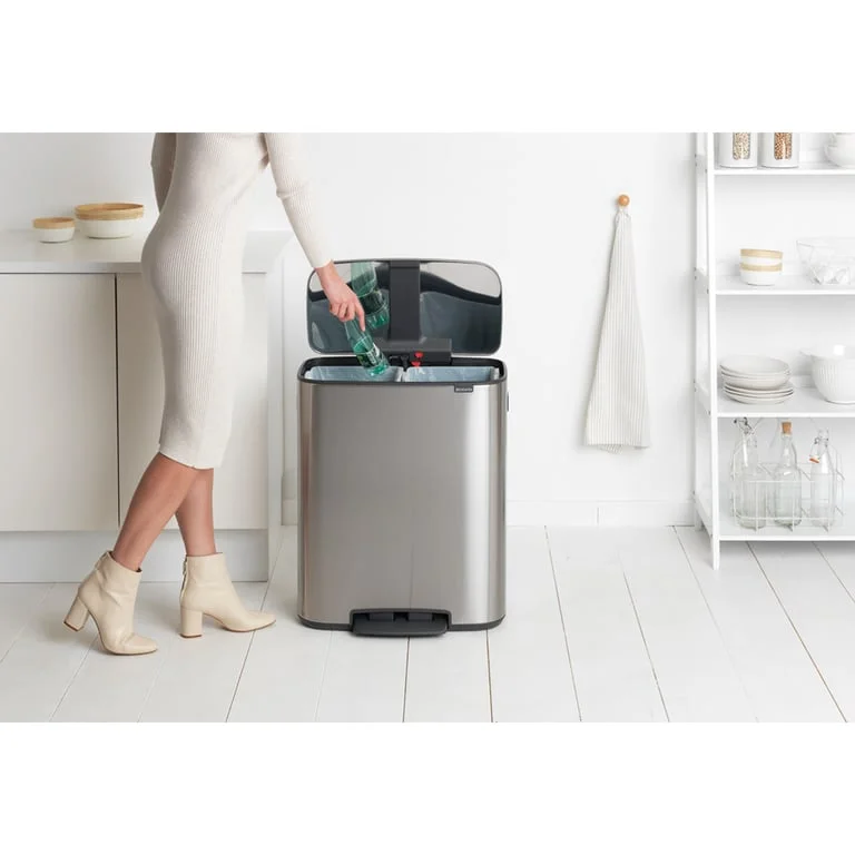 Coș de gunoi Brabantia Bo Pedal 2x30L, Matt Steel, Fingerprint proof